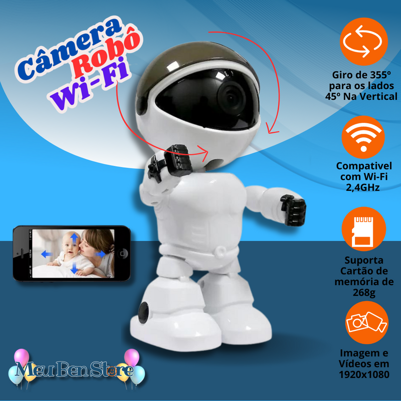 Câmera de Segurança Robô Wi-FI 360º Graus